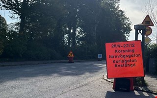 Del av Karlsgatan i Teckomatorp avstängd